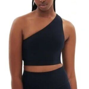 Splits59 Black Airweight One Shoulder Longline Sports Bra Tank XS